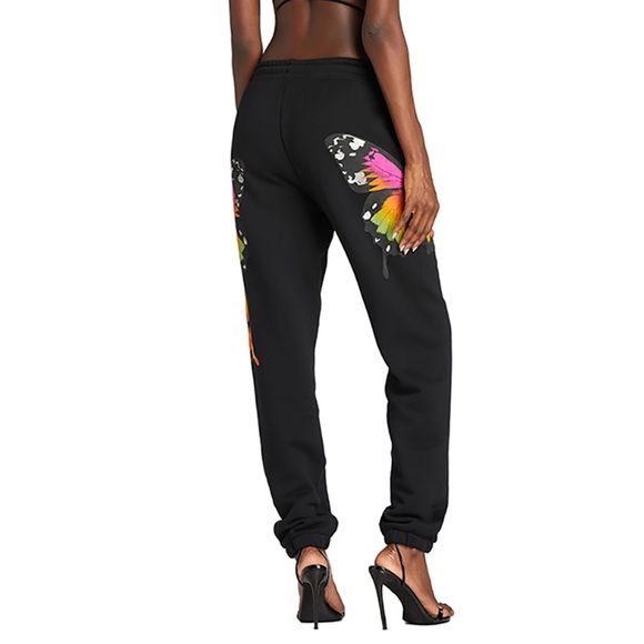 Black Butterfly Joggers/Sweatpants S NEW - Picture 2 of 10